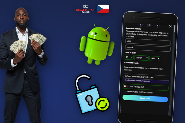 Chybová hláška v registračním formuláři GB Casino a ikona živého chatu pro podporu